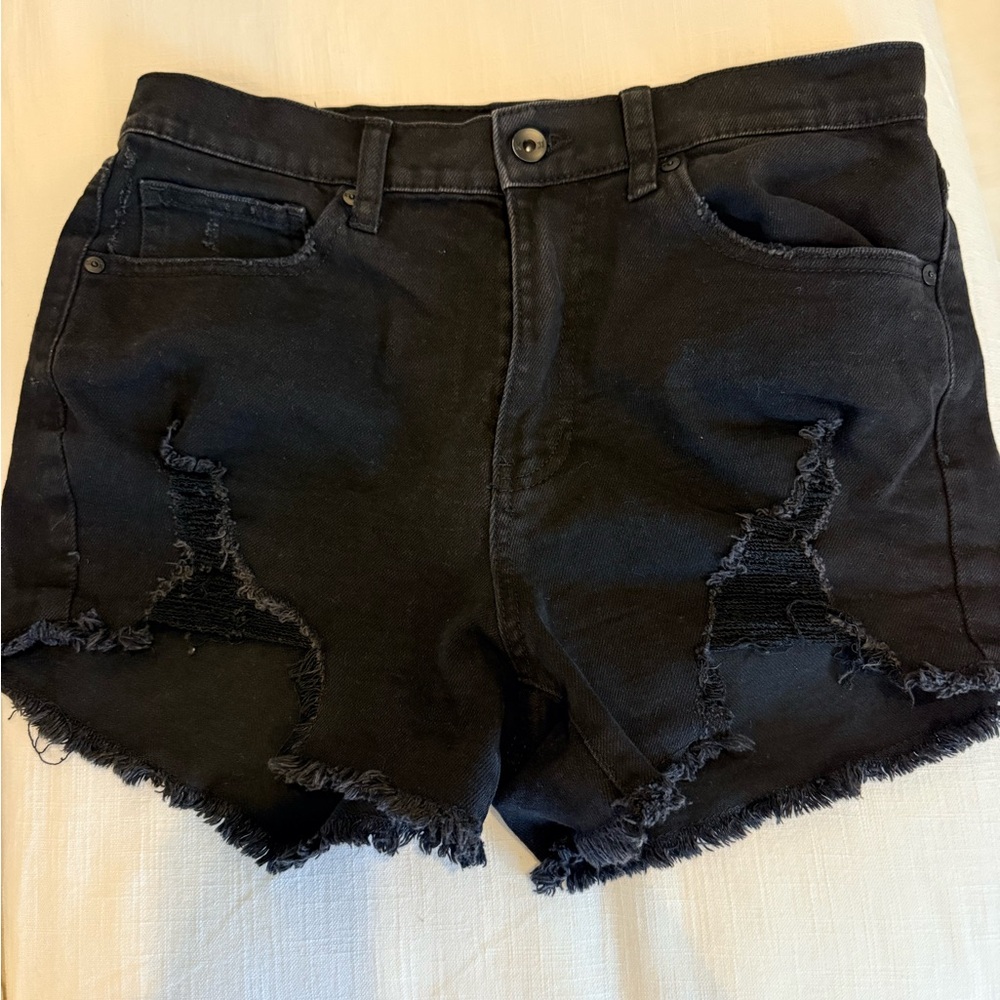 Kendall & Kylie Black Distressed Jean Shorts